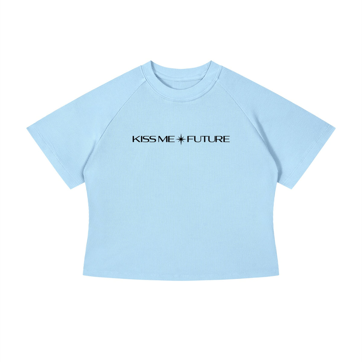 KISS ME FUTURE Women's Mineral Wash Cropped Baby Tee — Blue
