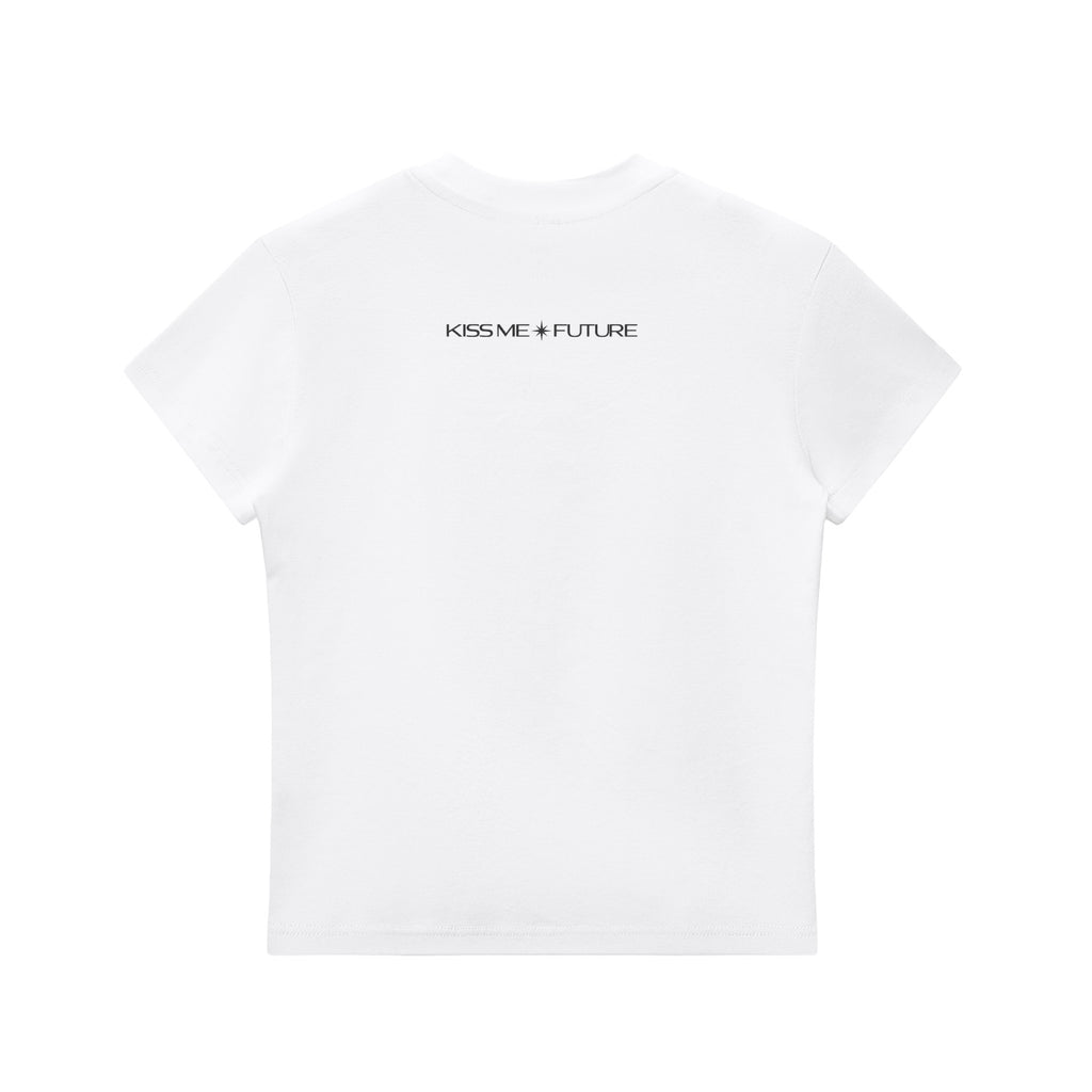 KISS ME FUTURE Women's Fitted Baby T-Shirt — White