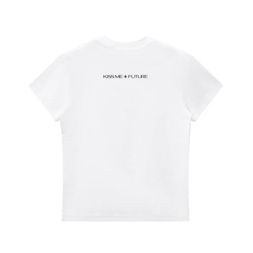 KISS ME FUTURE Women's Fitted Baby T-Shirt — White